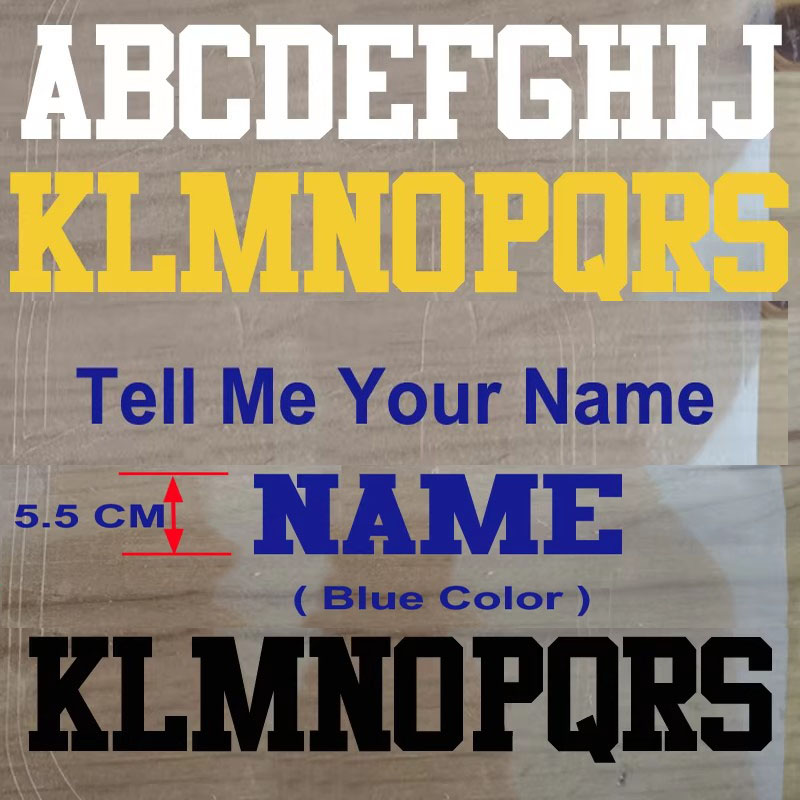 Table Tennis Name - Stiker Huruf 5.5CM Kaus Basket Kustom