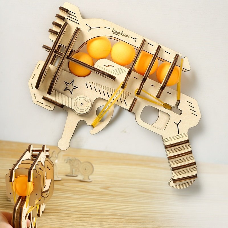 Table Tennis Launcher - Senapan Karet Kayu Rakitan Sendiri Model