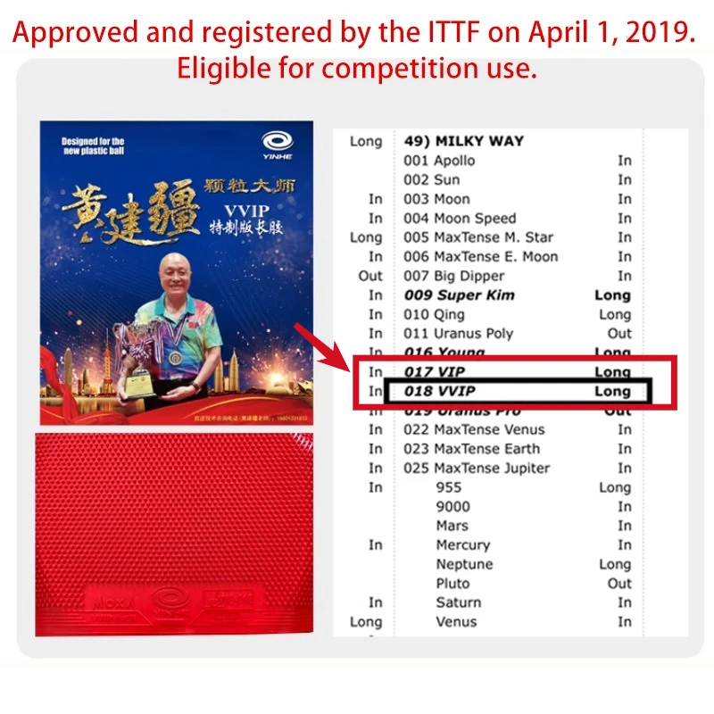 YINHE Huang Jianjiang VVIP Kar - Table Tennis Game ulasan dan harga